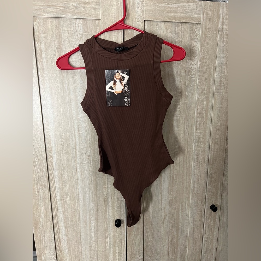 Naked Wardrobe Chocolate Sleeveless Bodysuit